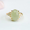 Oval Natural Hetian Jade Finger Rings FS-WGA2F2C-01-1