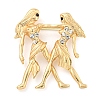 Golden Zinc Alloy with Rhinestone Brooches JEWB-B018-03G-03-1