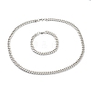 304 Stainless Steel Cuban Link Chain Bracelets & Necklaces Jewelry Sets SJEW-B019-03B-P-2