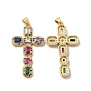 Rack Plating Eco-Friendly Brass Micro Pave Cubic Zirconia Pendants LS-KK-A177-05G-1