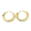 Natural Amazonite Beaded Hoop Earrings for Women EJEW-C003-03C-RS-1