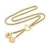Ion Plating(IP) 304 Stainless Steel Purple Enamel Letter & Eye Pendant Wheat Chain Necklaces STAS-Z102-01G-Y-2