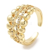 Rack Plating Brass Pave Clear Cubic Zirconia OPen Cuff Rings RJEW-M172-13G-1