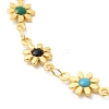 Colorful Enamel Flower Link Chain Necklaces NJEW-G100-04G-2