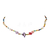 Flower Glass Seed & Pearl Beaded Necklaces NJEW-JN04677-02-2