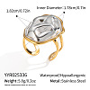 Textured 304 Stainless Steel Cuff Open Rings for Women IH0404-2-2