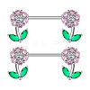 304 Stainless Steel Pink Cubic Zirconia Nipple Barbells WG1DC98-09-1