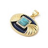 Brass Pave Synthetic Turquoise Pendants KK-U047-20G-01-2