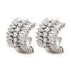 C-Shaped Brass Micro Pave Clear Cubic Zirconia Cuff Earrings EJEW-Z111-02P-4
