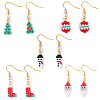 5 Pairs Christmas Theme Handmade Glass Seed Beads Dangle Earrings GX9594-5