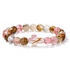 Synthetic Watermelon Stone Glass Round Beads Stretch Bracelets LS-YG0612-22-1
