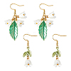 2 Pairs 2 Styles Alloy Enamel Dangle Earrings EJEW-HS00006-1