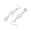 Natural Rose Quartz Butterfly Dangle Earrings EJEW-JE06317-01-4