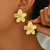 Stylish 201 Stainless Steel Striped Flower Stud Earrings LS-CN5900-2-1