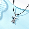 Alloy with Black Glass Rabbit Pendant Waxed Cord Necklaces for Women NJEW-JN05540-2
