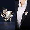 Leaf Alloy Imitation Pearl Brooch PW-WG91C7A-01-2