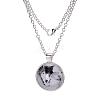 Wolf Pattern Flat Round Glass Pendant Necklaces X-NJEW-N0051-013S-02-1