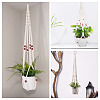 2Pcs Handmade Macrame Polyester with Wood Bead Plant Hanger AJEW-HS0001-46-9