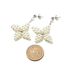 Glass Pearl Braided Star Stud Earrings EJEW-JE04982-01-4