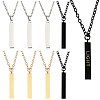 201 Stainless Steel/Brass Coated Iron Rectangle Pendant Necklace NJEW-CO0001-01-1