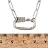 304 Stainless Steel Oval Screw Carabiner Lock Pendant Textured Paperclip Chain Necklaces NJEW-JN06576-01-4