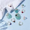 Natural & Synthetic Gemstone and Lampwork Finger Rings RJEW-UN00048-3