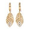 Feather 304 Stainless Steel Polymer Clay Rhinestone Dangle Earrings EJEW-L283-005G-1