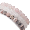3Pcs 3 Styles Natural Mixed Gemstone Round Beaded Stretch Bracelets Set BJEW-JB10139-04-5