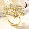 Snowflake Rotatable Open Cuff Rings for Women RJEW-B111-01G-1