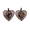 Natural Tiger Eye Peach Love Heart Pendants G-G158-01-01-1