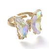 Adjustable Brass Glass Finger Rings LS-RJEW-P148-A01-12-2