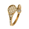 304 Stainless Steel Micro Pave Cubic Zirconia Cuff Open Rings SA-CBA183D-03G-2