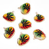 Electroplated Printed Natural Scallop Shell Pendants SSHEL-R047-04-A02-01-1