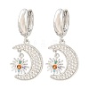 Brass Micro Pave Cubic Zirconia Hoop Dangle Earrings KK-CBA8324-05A-P-4