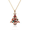 Christmas Tree Alloy Colorful Rhinestone Pendant Necklaces WG792CD-03-2