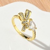 Brass Micro Pave Cubic Zirconia Cuff Open Rings RJEW-C163-17G-1