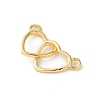 Brass Interlocking Heart Connector Charms KK-V016-10G-2