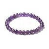 Natural Amethyst Bead Stretch Bracelets BJEW-K212-A-034-4