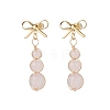 Natural Mixed Stone Bowknot with Round Dangle Stud Earrings EJEW-JE06780-3