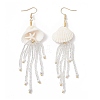 3 Pairs 304 Stainless Steel Gemstone & Glass Seed Beaded Jellyfish Dangle Earrings EJEW-MZ00529-4