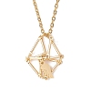 Brass Macrame Pouch Natural Rose Quartz Inside & 304 Stainless Steel Pendant Necklaces for Women NJEW-JN05607-02-6