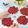 4Pcs Peony Polyester Embroidery Sew On Patches PATC-CY0001-72B-3