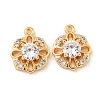 Brass Micro Pave Clear Cubic Zirconia Charms KK-Z057-04G-1