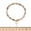 3Pcs 3 Styles Cross 201 Stainless Steel Charm Bracelets BJEW-JB14028-4