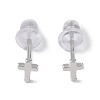 Anti-Tarnish Rhodium Plated Cross 999 Sterling Silver Stud Earrings for Women EJEW-S215-23P-2