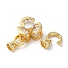 Rack Plating Brass Pave Clear Cubic Zirconia Fold Over Clasps KK-E084-29G-2