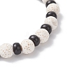 Natural Lava Rock & Coconut Shell Beaded Stretch Bracelets for Women Men BJEW-JB12470-03-4