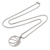 201 Stainless Steel Laser Cut Basketball Pendant Box Chain Necklaces for Women Men NJEW-Q004-04P-4