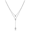 Double Layered 925 Sterling Silver Rhinestone Teardrop Pendant Necklaces ZY1998-2-1