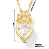 Fashionable Brass Cubic Zirconia Crown Heart-Shaped Pendant Dapped Chain Necklaces for Women SM2288-3-1